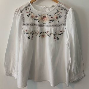 Lucky Brand Long Sleeve Embroidered Top